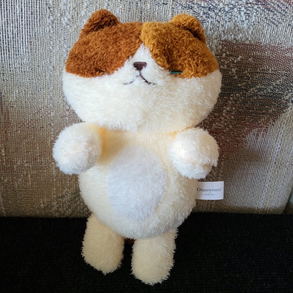 ONSOYOURS 10" Soft Brown & White Cat Plush Stuffed Animal